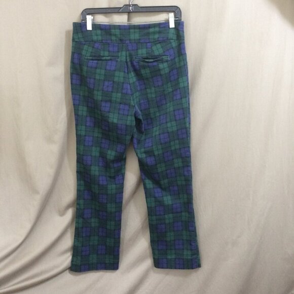 Croft & Barrow Effortless Stretch Pant Blue Green Plaid Academia Size 10 - Picture 2 of 4